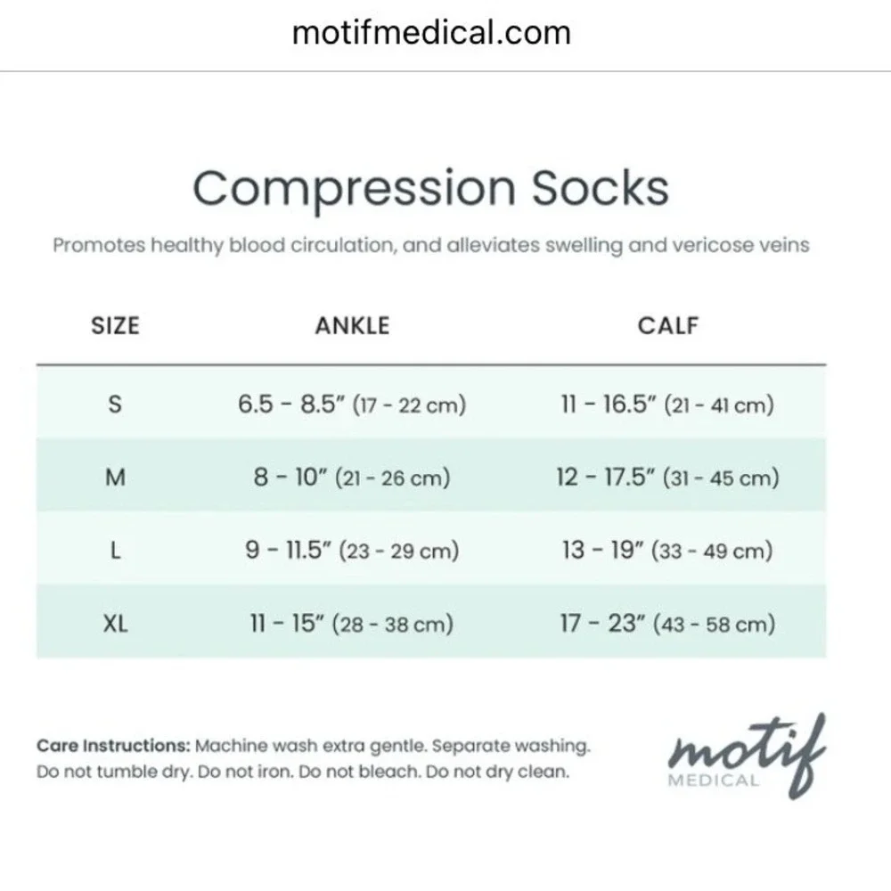 Motif Medical Maternity Compression Socks White/Gray Size‎ Medium
